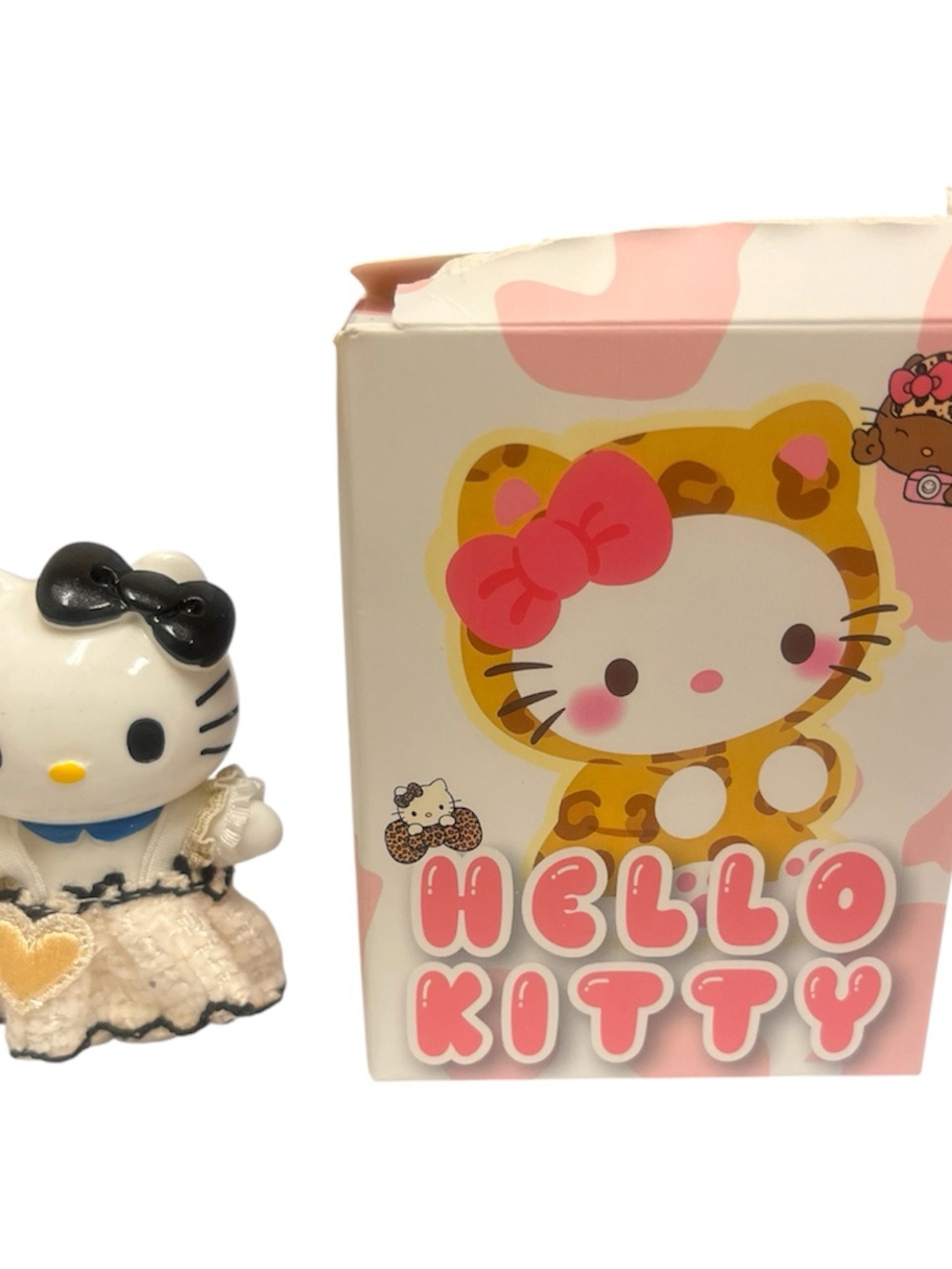 Hello Kitty White Figurine with Black Bow and Pink Accents